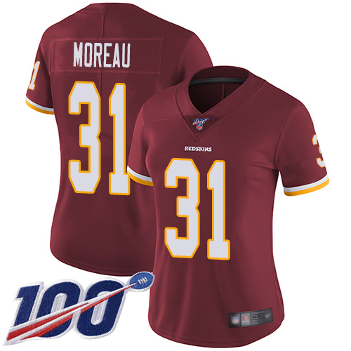 Washington Redskins Limited Burgundy Red Women Fabian Moreau Home Jersey NFL Football #31 100th->women nfl jersey->Women Jersey